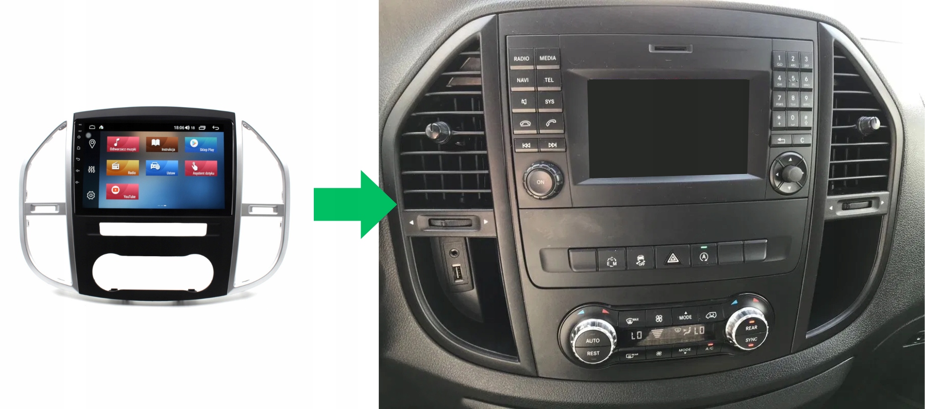 RADIO NAWIGACJA GPS MERCEDES BENZ VITO W447 2014+ ANDROID 2/64 GB