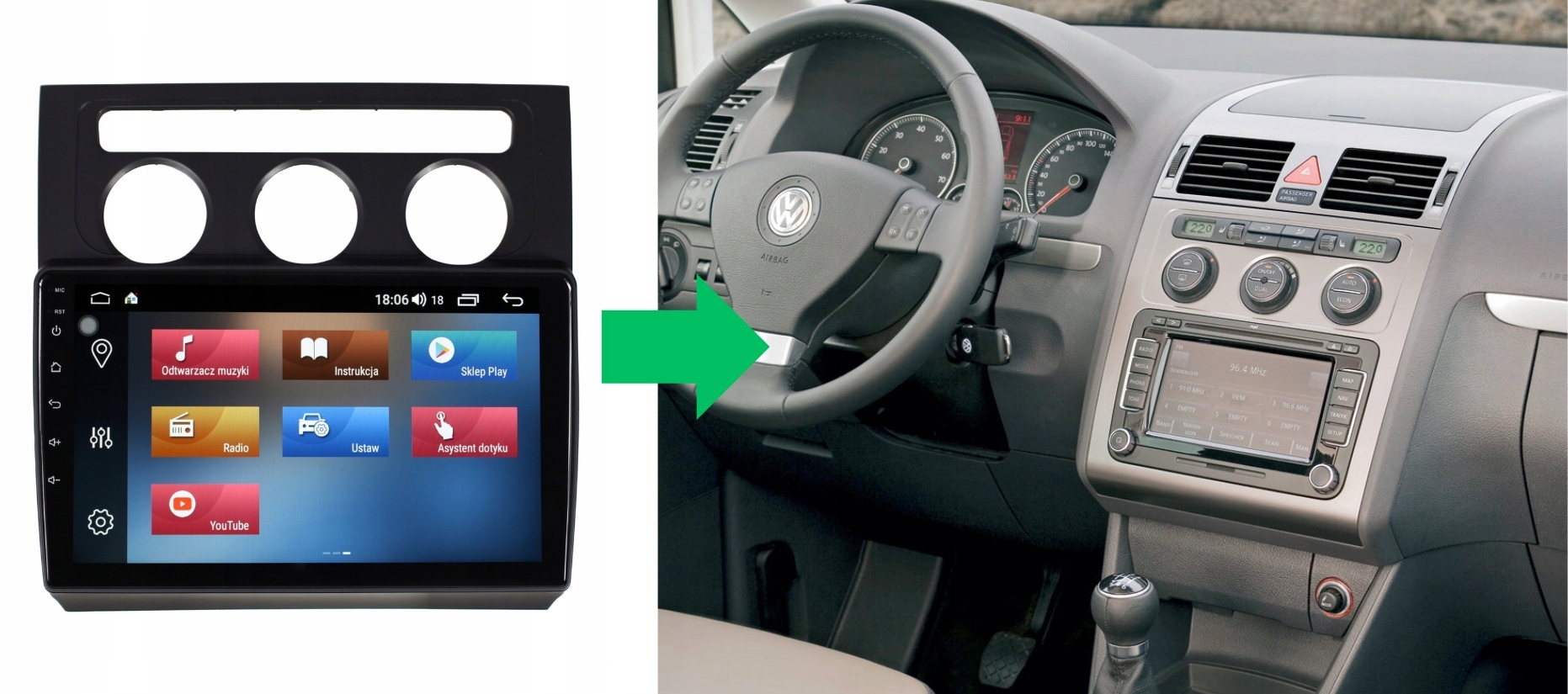 RADIO NAWIGACJA GPS VOLKSWAGEN TOURAN ANDROID 2/64 GB 5 RADIO NAWIGACJA GPS VOLKSWAGEN TOURAN ANDROID 2/64 GB