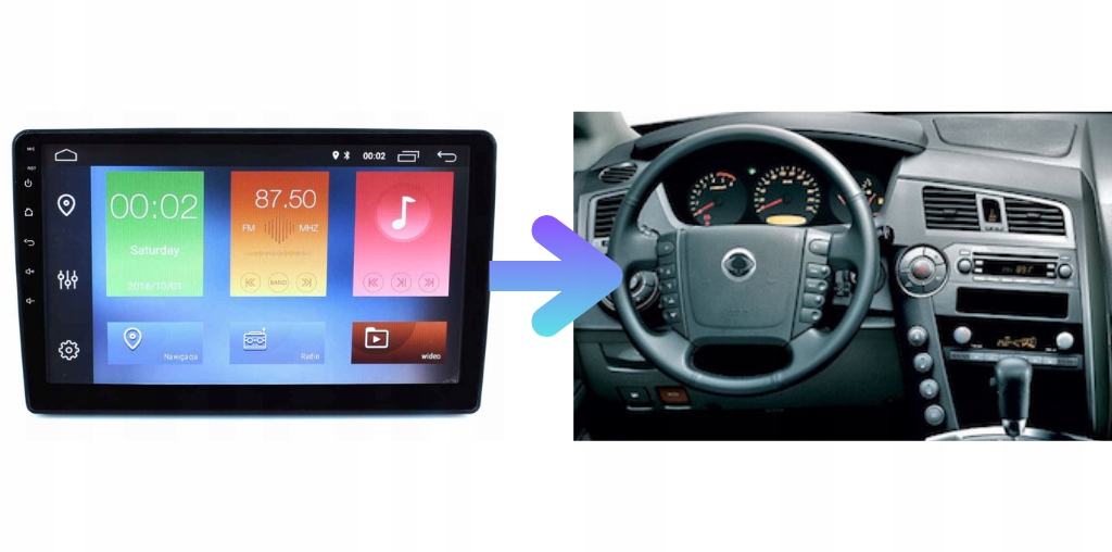 RADIO NAWIGACJA GPS SSANGYONG ACTYON KYRON 2005-2013 ANDROID 4/64 GB