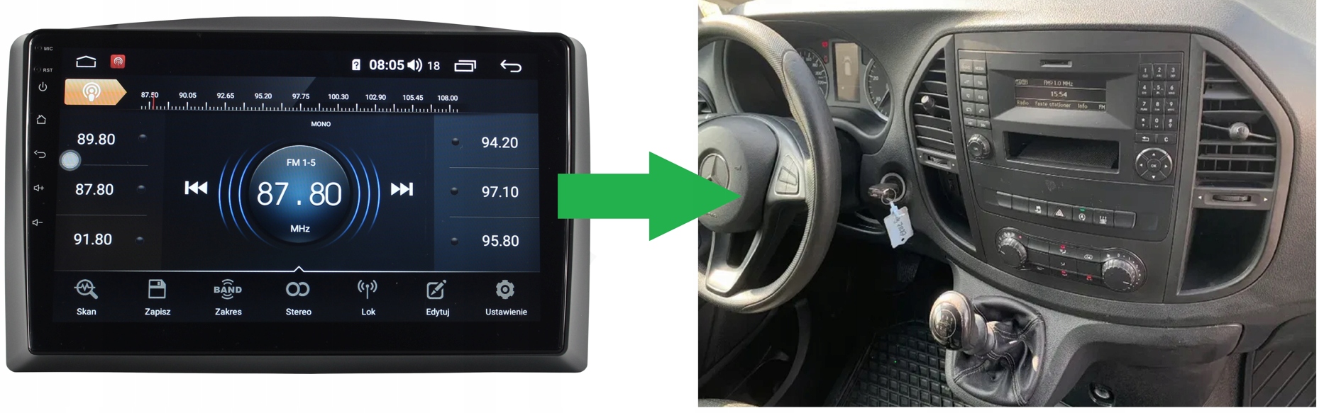 RADIO NAWIGACJA GPS MERCEDES BENZ VITO 2014-2018 ANDROID 4/64 GB