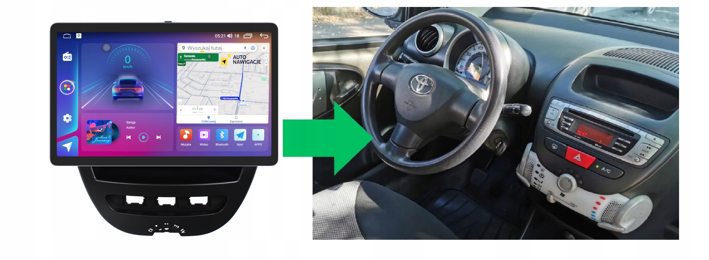 RADIO NAWIGACJA GPS CITROEN C1 2005-2014 ANDROID 11,5 CALA 8/128 GB