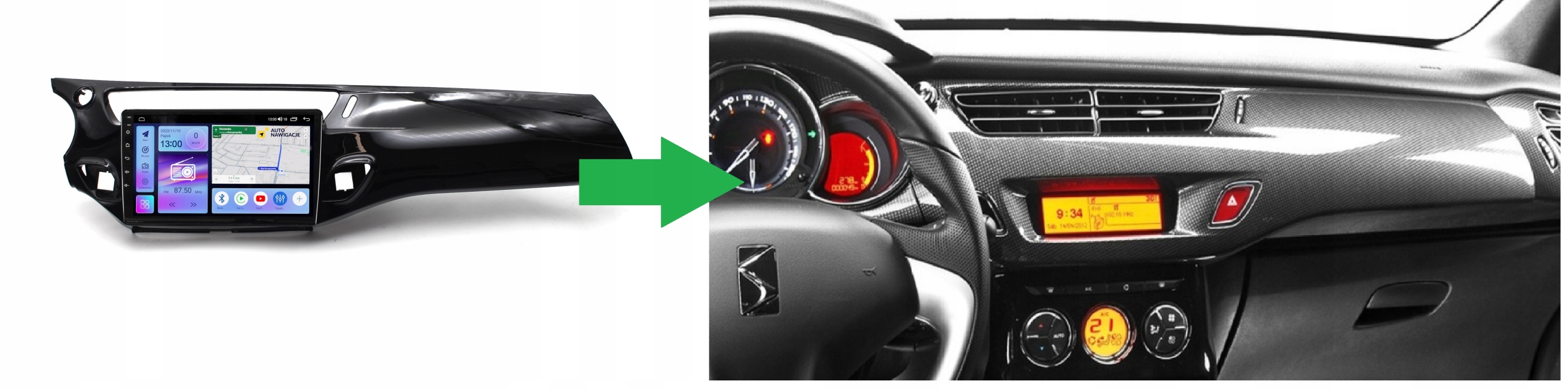 RADIO NAWIGACJA GPS CITROEN C3 DS3 2010-2016 ANDROID 8/128 GB