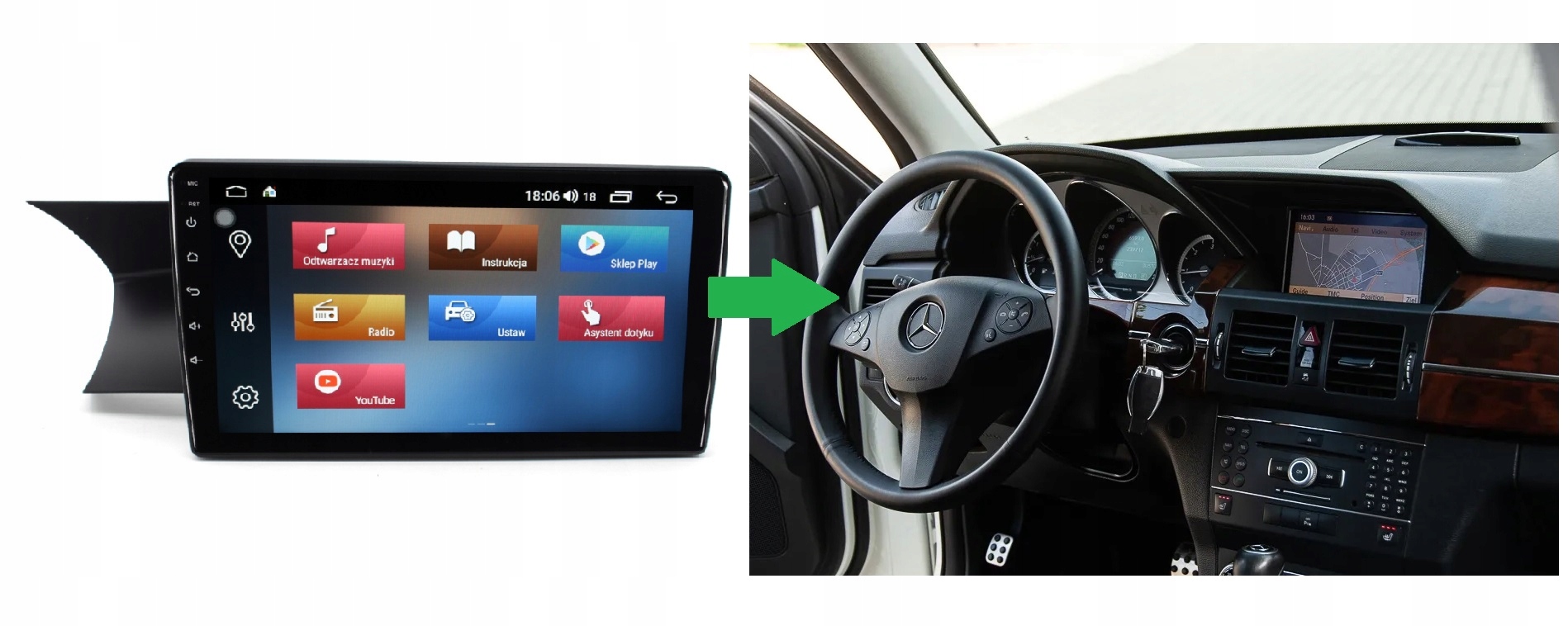 RADIO NAWIGACJA GPS MERCEDES GLK 2011-2014 ANDROID 2/64 GB