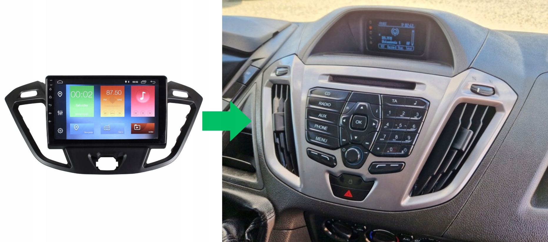 RADIO NAWIGACJA GPS FORD TRANSIT CUSTOM 2012-2018 ANDROID 2/64 GB