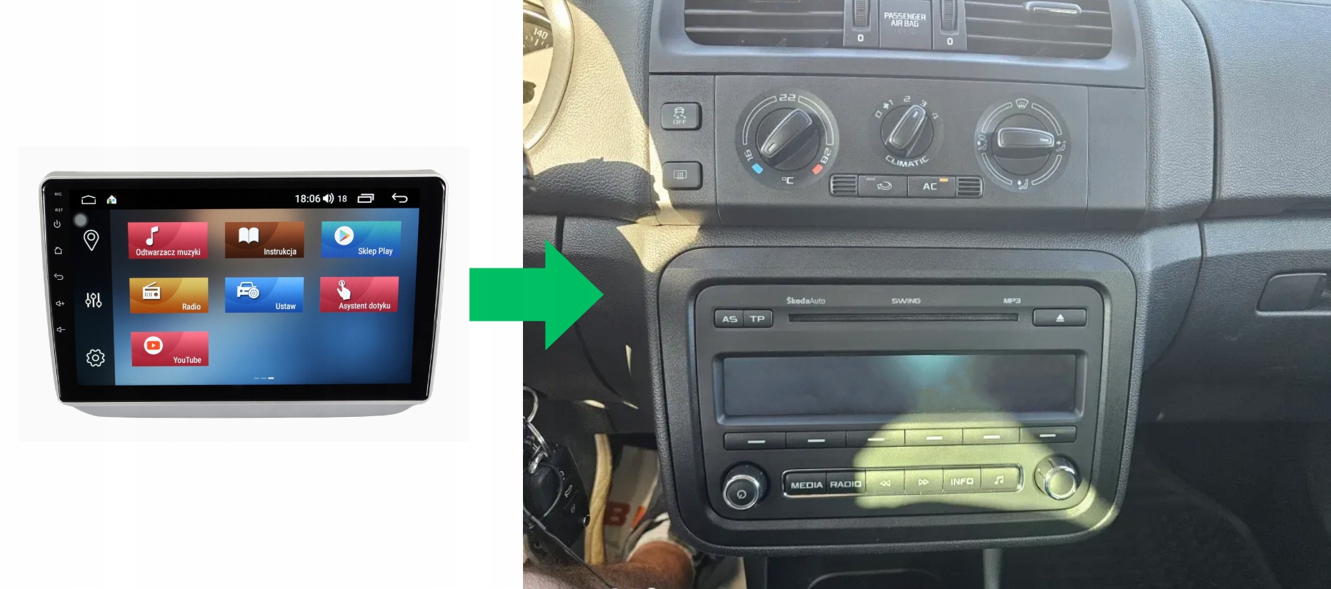 RADIO NAWIGACJA GPS SKODA FABIA II 2007-2014 ANDROID 4/64 GB