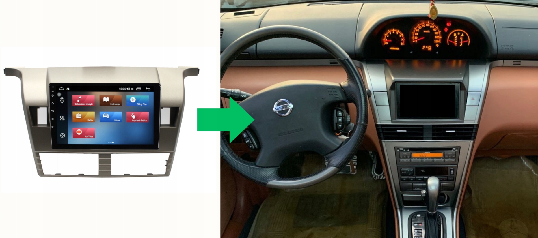 RADIO NAWIGACJA GPS NISSAN X-TRAIL 2000-2002 ANDROID 2/64 GB
