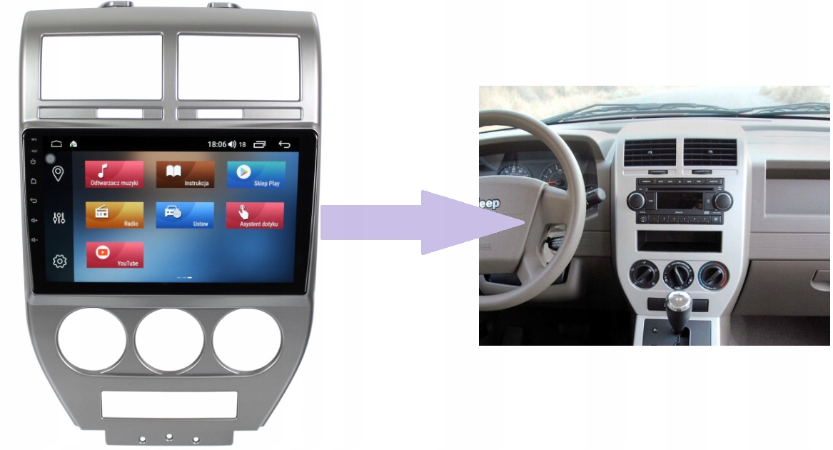 RADIO NAWIGACJA GPS JEEP COMPASS 2006-2010 ANDROID 4/64 GB