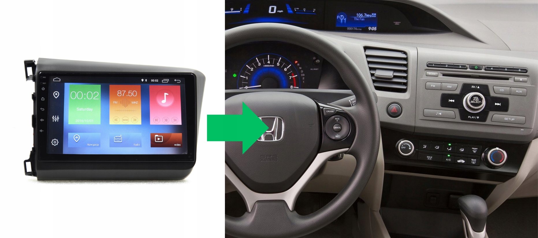 RADIO NAWIGACJA GPS HONDA CIVIC 2012-2018 ANDROID 2/64 GB