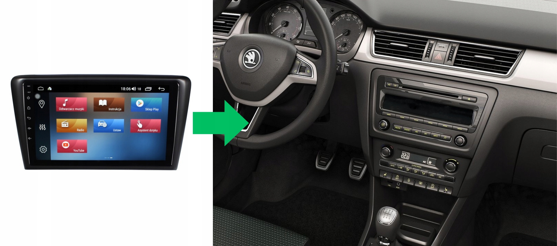 RADIO NAWIGACJA GPS SKODA RAPID SPACEBACK 2012-2017 ANDROID 2/64 GB