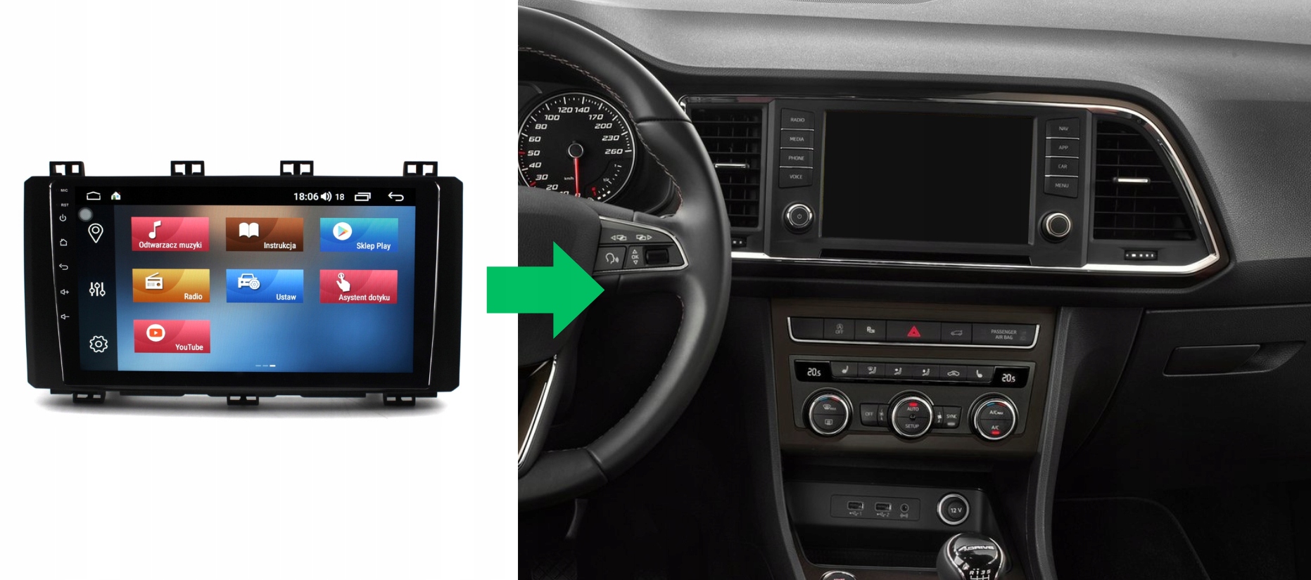 RADIO NAWIGACJA GPS SEAT ATECA 2016+ ANDROID 8/128 GB