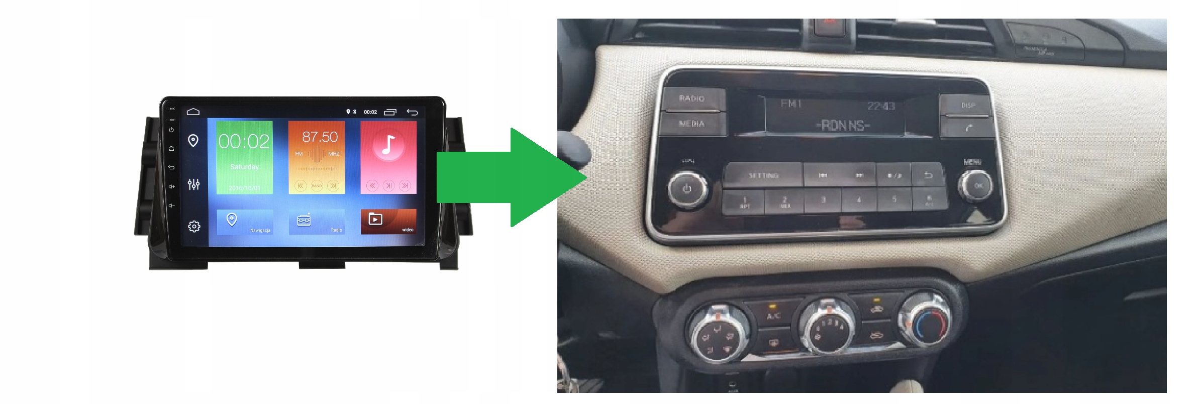 RADIO NAWIGACJA GPS NISSAN Micra 2017+ ANDROID 4/64 GB