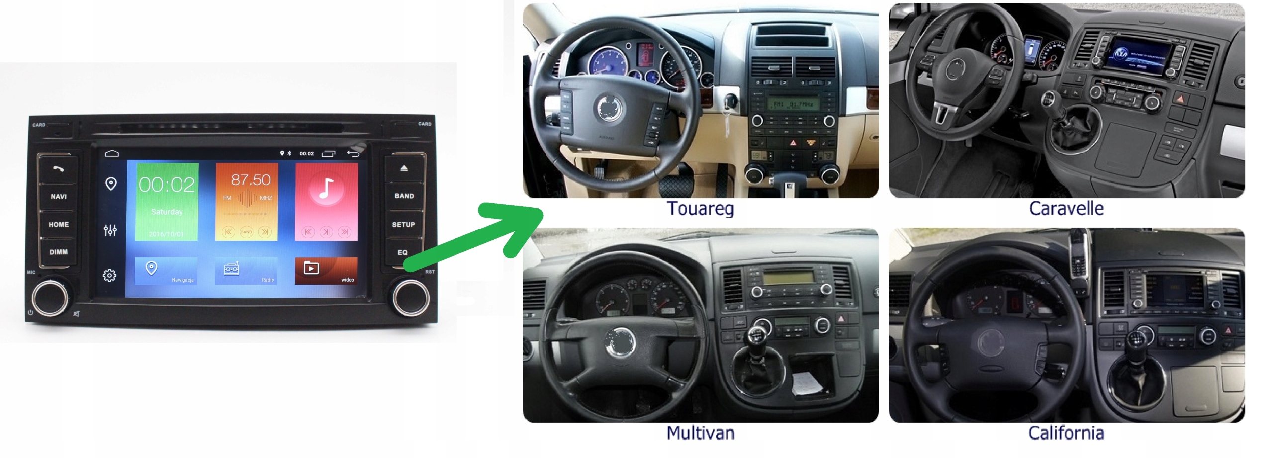 RADIO NAWIGACJA VOLKSWAGEN TOUAREG T5 Multivan 2004-2010 ANDROID Carplay 8/128 GB