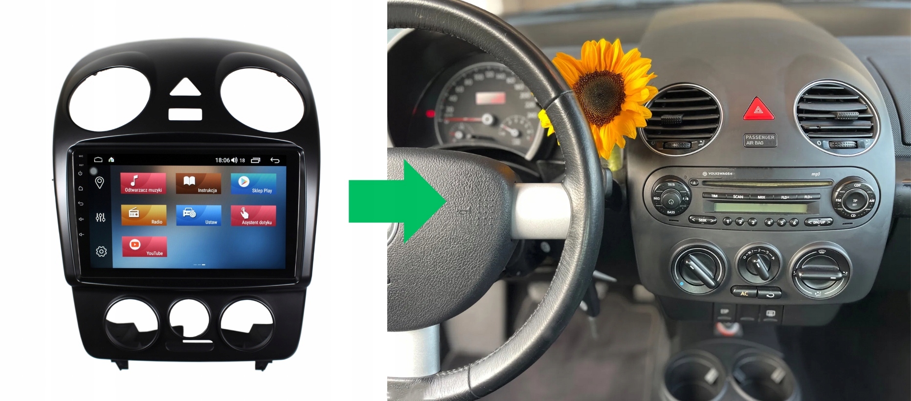 RADIO NAWIGACJA GPS VOLKSWAGEN BEETLE 2004-2010 ANDROID 8/128 GB