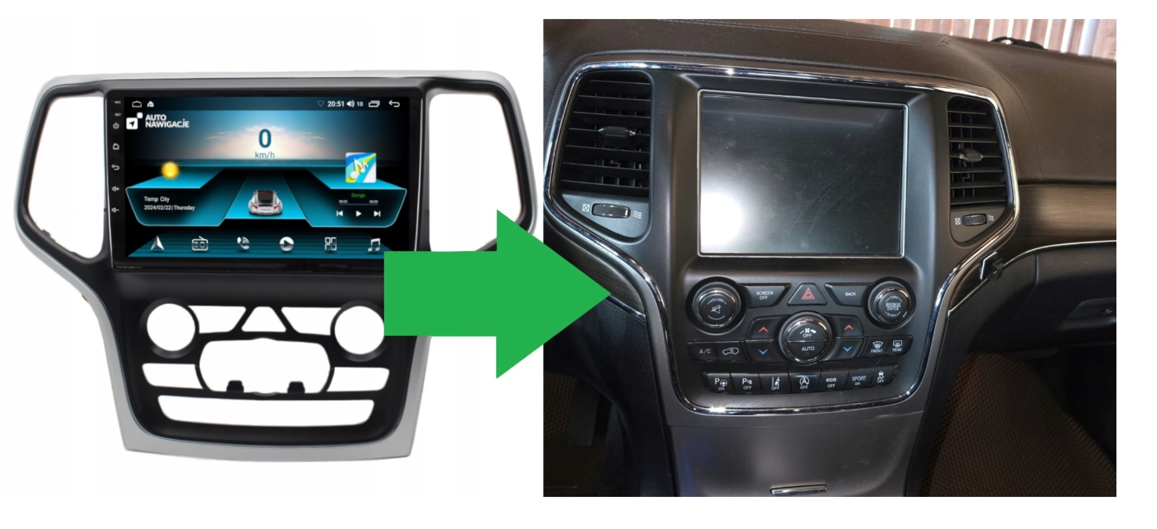 RADIO NAWIGACJA GPS JEEP GRAND CHEROKEE IV 2014-2020 ANDROID 2/64 GB