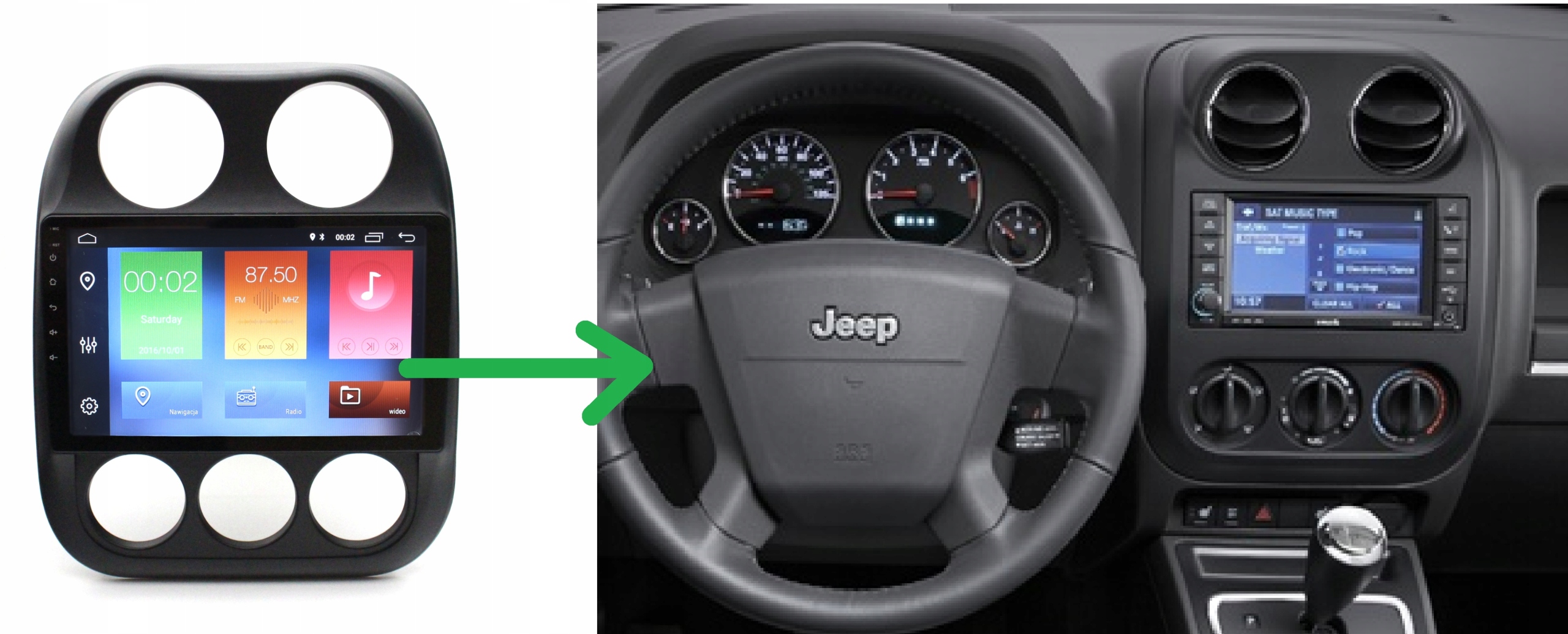 RADIO NAWIGACJA GPS JEEP COMPASS 2010-2015 ANDROID 8/128 GB