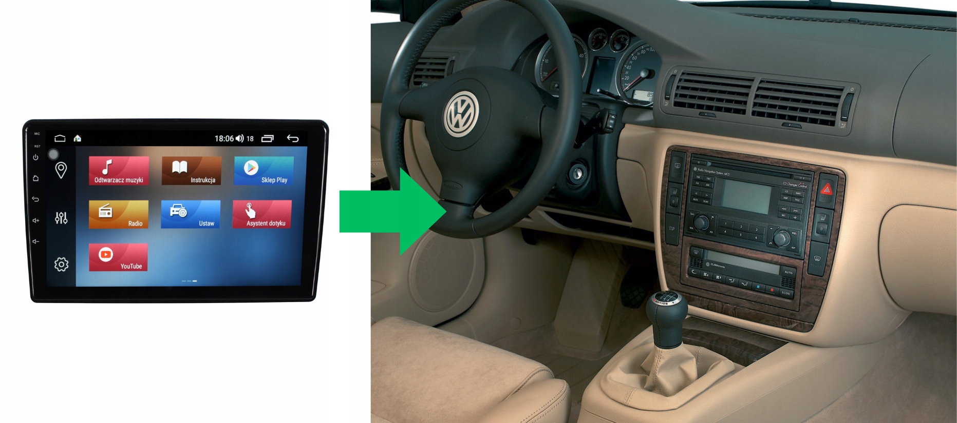 RADIO NAWIGACJA GPS VOLKSWAGEN PASSAT B5 2000-2005 ANDROID 8/128 GB