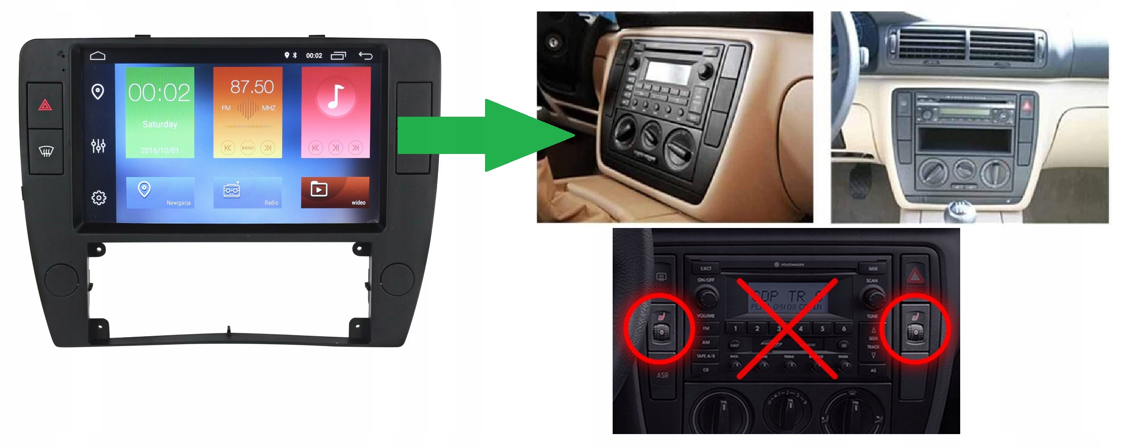 RADIO NAWIGACJA GPS VOLKSWAGEN PASSAT B5 1997-2006 ANDROID 8/128 GB