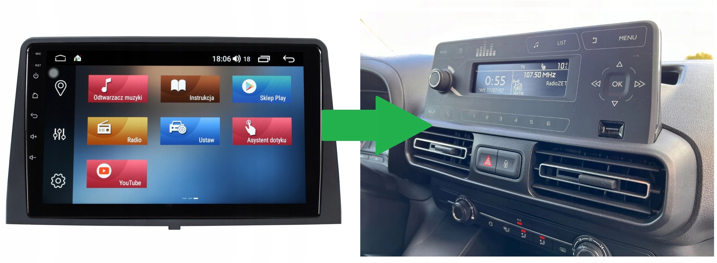 RADIO NAWIGACJA GPS PEUGEOT 5008 2018+ ANDROID 8/128 GB