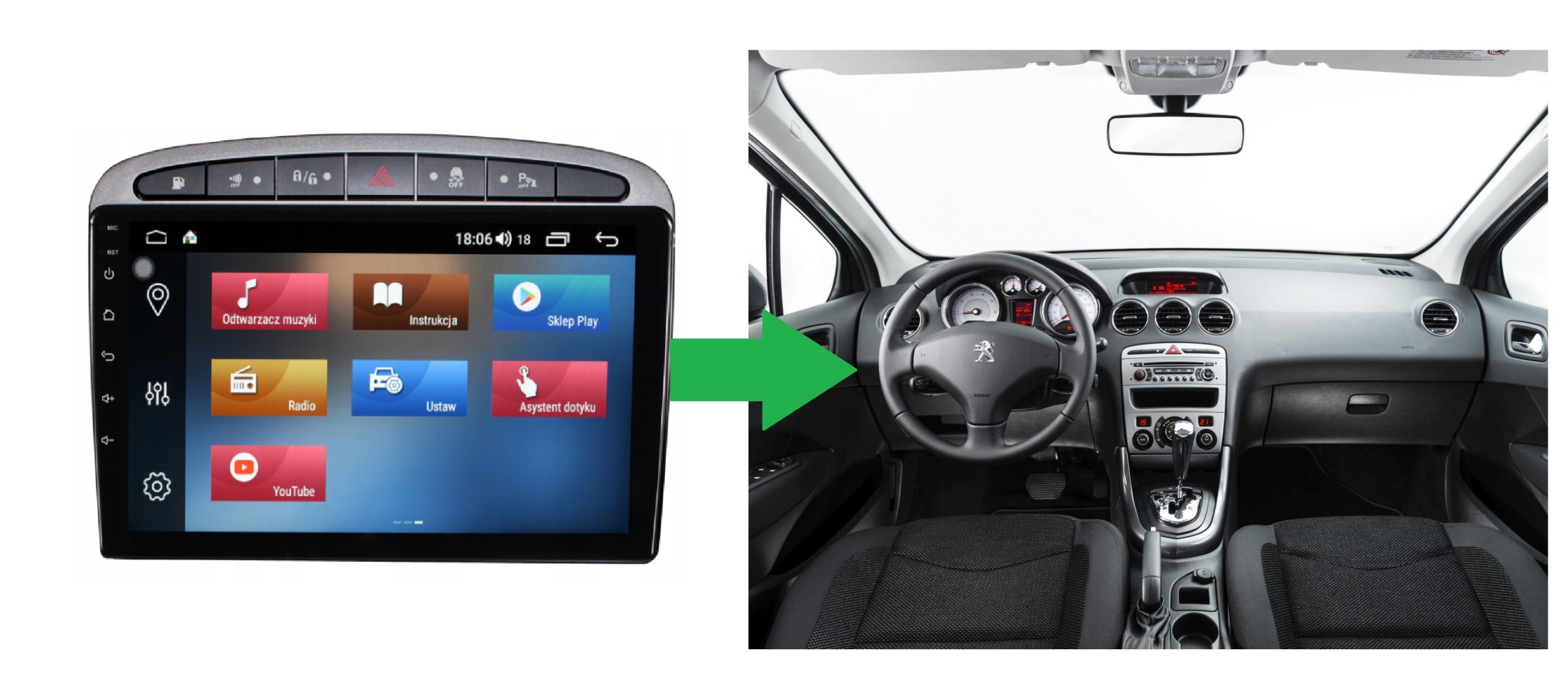 RADIO NAWIGACJA GPS PEUGEOT 408 2010-2014 ANDROID 2/64 GB