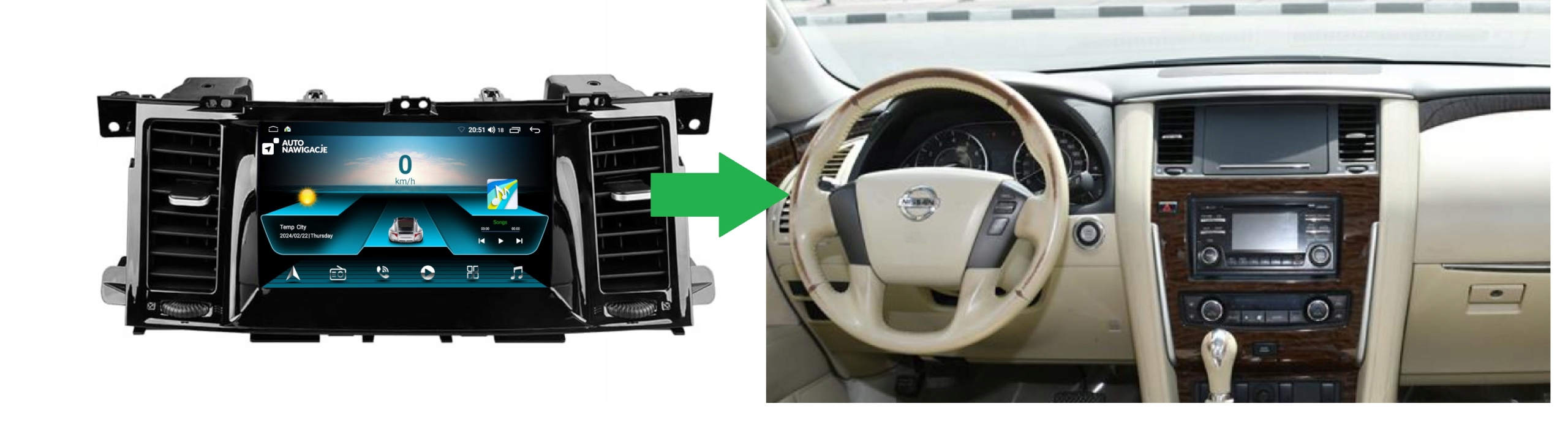 RADIO NAWIGACJA GPS NISSAN PATROL 6 Y62 2010-2019 ANDROID 2/64 GB