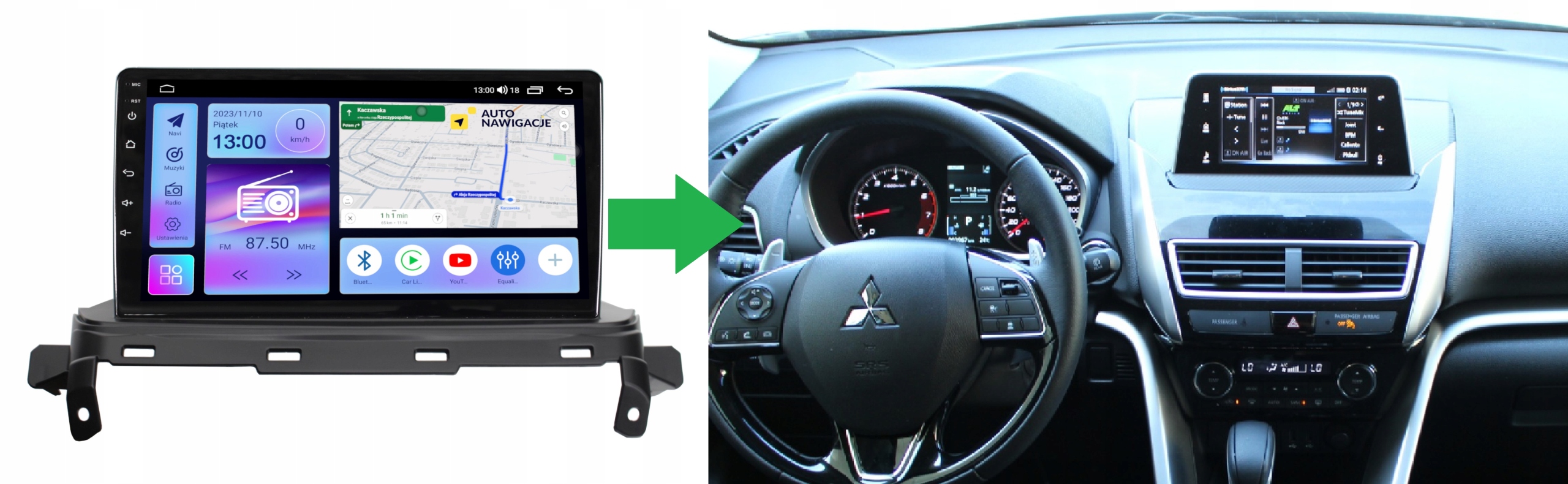 RADIO NAWIGACJA GPS MITSUBISHI ECLIPSE CROSS 2017-2020 ANDROID 8/128 GB