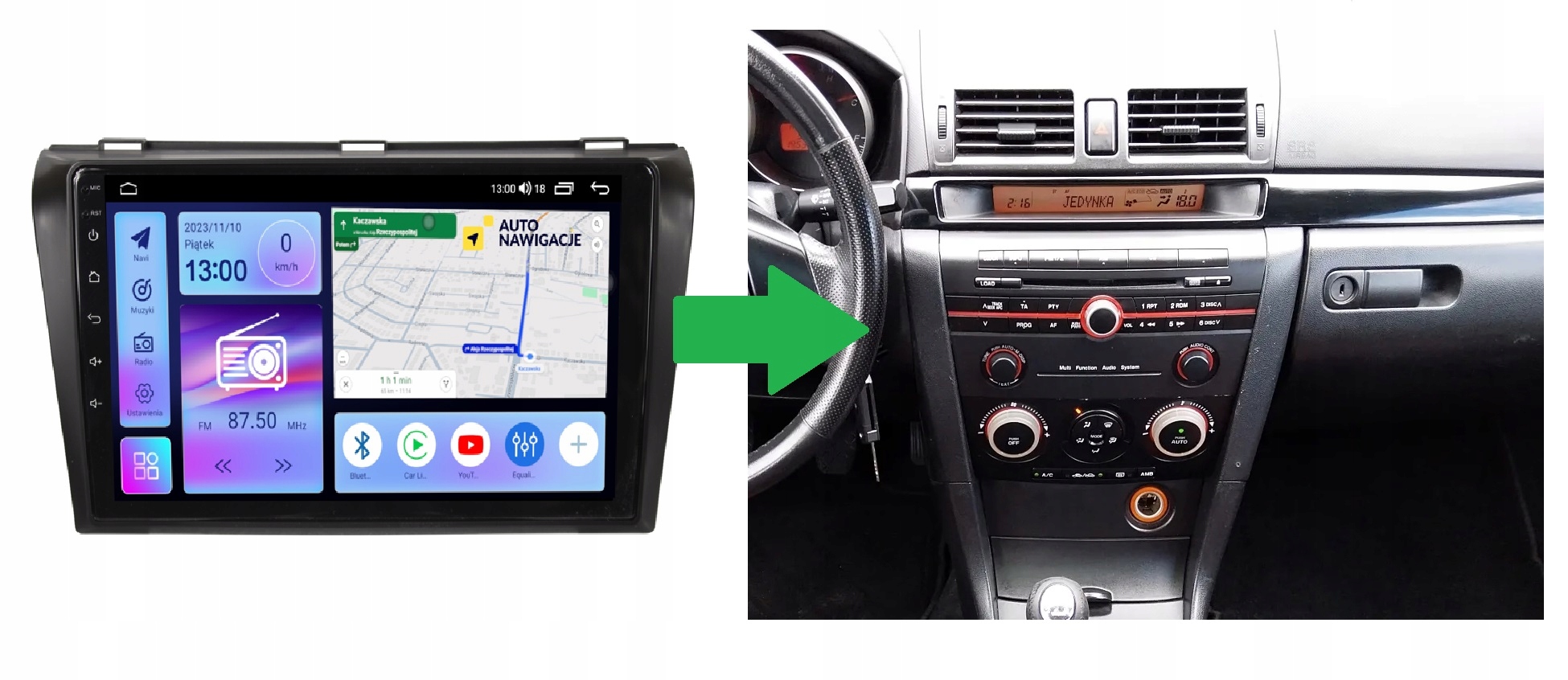 RADIO NAWIGACJA GPS MAZDA 3 2003-2009 ANDROID 8/128 GB
