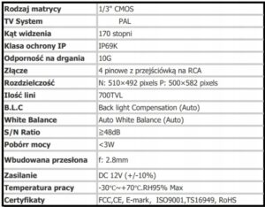 KAMERA COFANIA MERCEDES SPRINTER 2006-2017 W ŚWIATŁO STOP