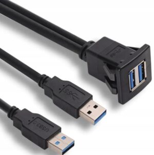 ZESTAW PODWÓJNYCH PRZEDŁUŻACZY SLOT USB 3.0 DO MONTAŻU W PANELU SAMOCHODU