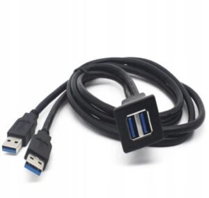 ZESTAW PODWÓJNYCH PRZEDŁUŻACZY SLOT USB 3.0 DO MONTAŻU W PANELU SAMOCHODU