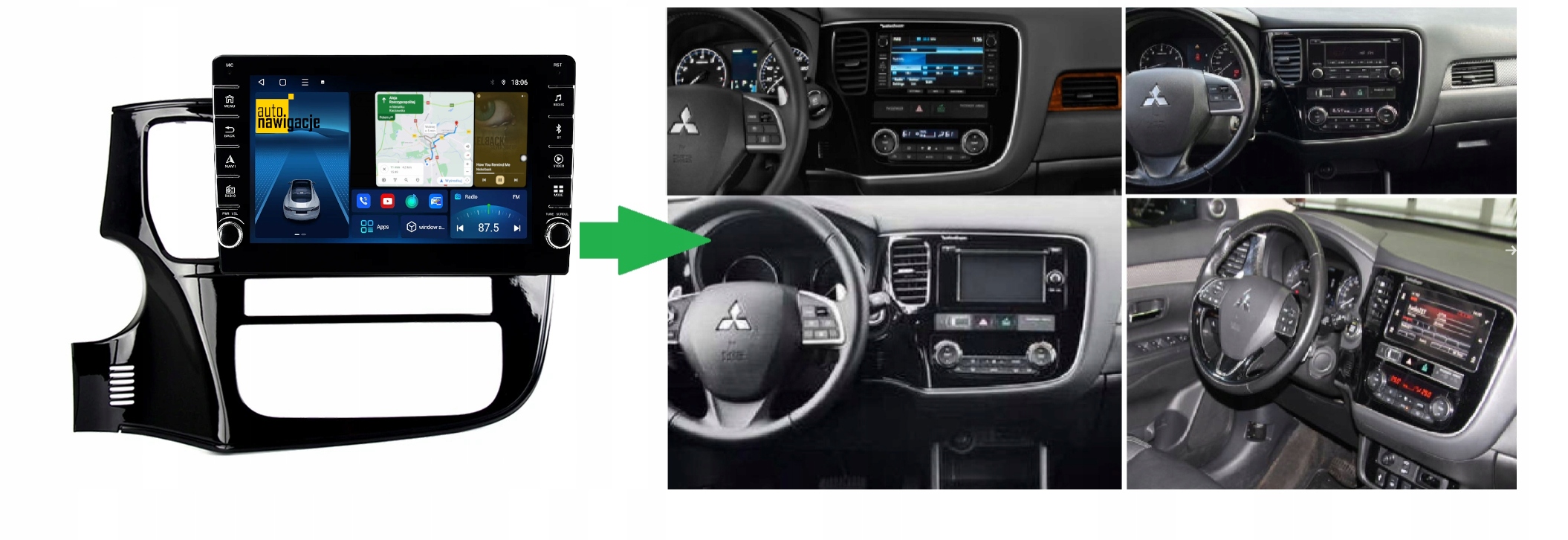 RADIO NAWIGACJA GPS MITSUBISHI OUTLANDER III 2012+ ANDROID CARPLAY 2/32 GB