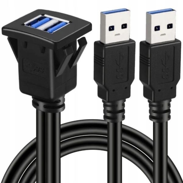 8bb5d1431256fdcbb143cb8c7669e50b.jpg ZESTAW PODWÓJNYCH PRZEDŁUŻACZY SLOT USB 3.0 DO MONTAŻU W PANELU SAMOCHODU