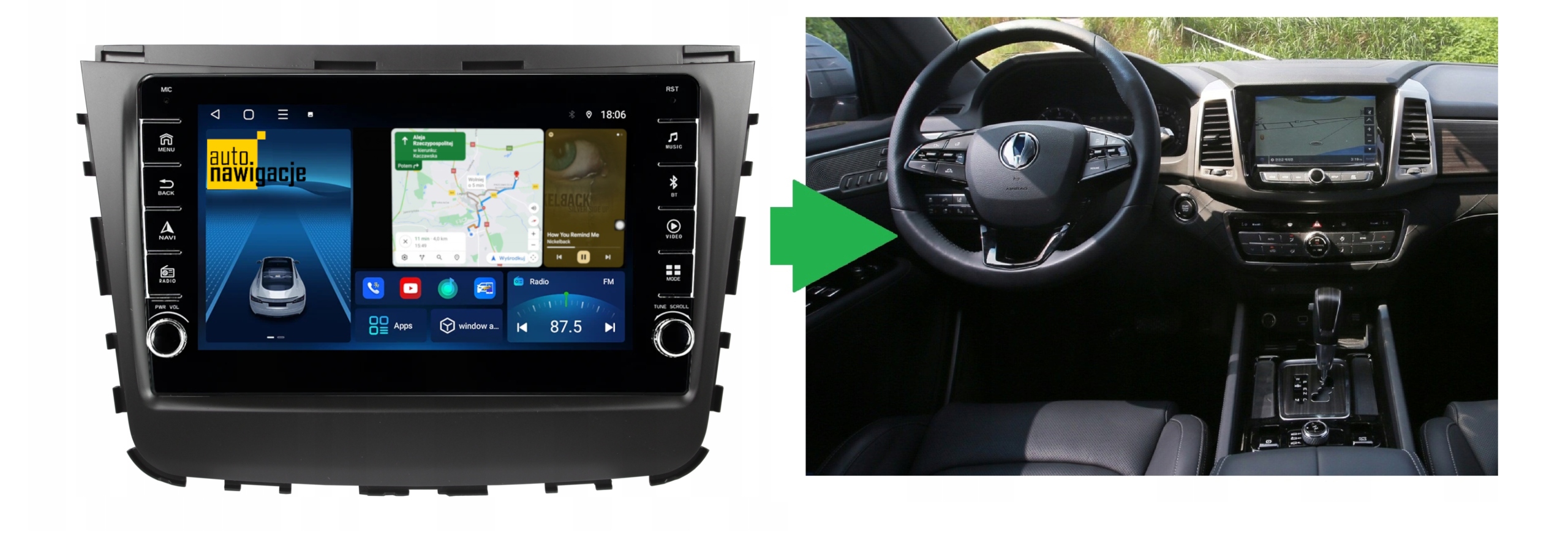 RADIO NAWIGACJA GPS SSANGYONG REXTON 2017+ ANDROID 2/64 GB