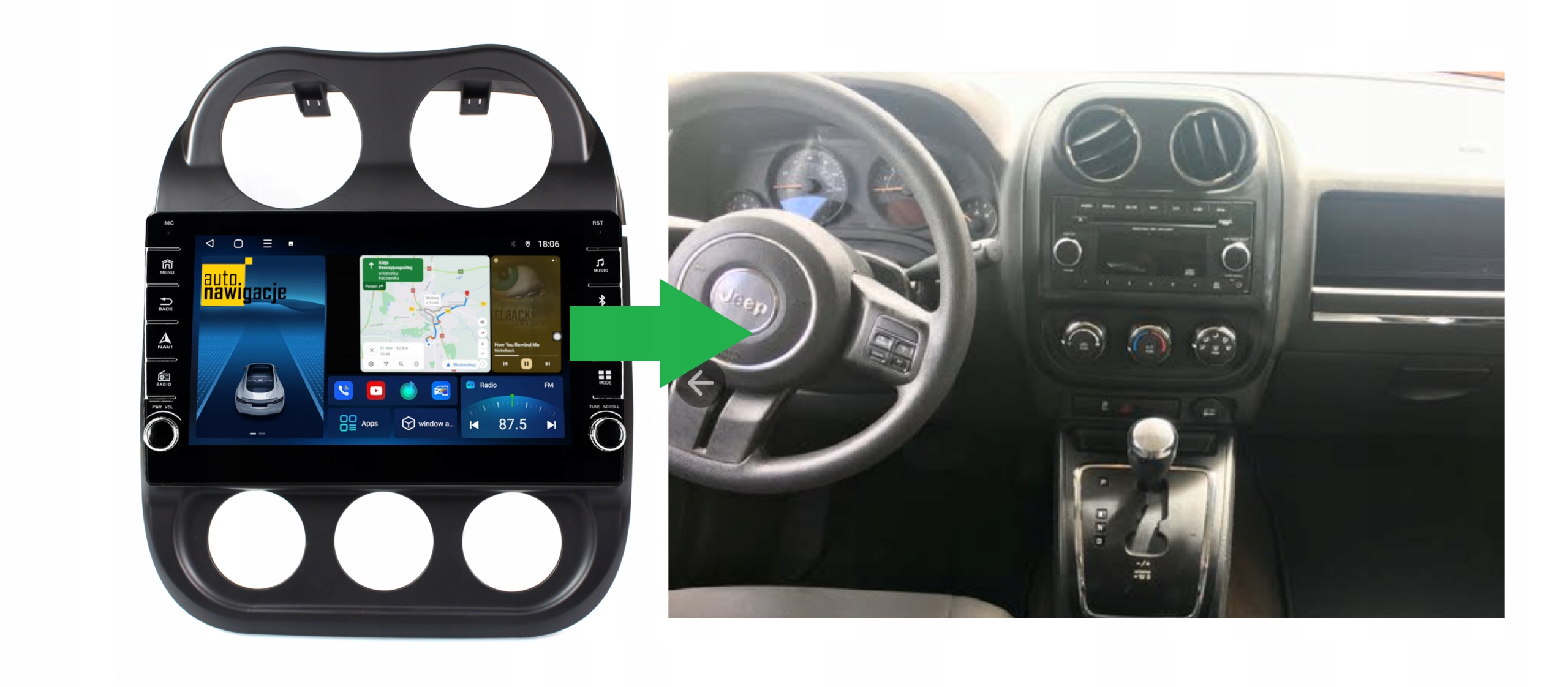 RADIO NAWIGACJA GPS JEEP COMPASS 2008-2015 ANDROID 2/32 GB