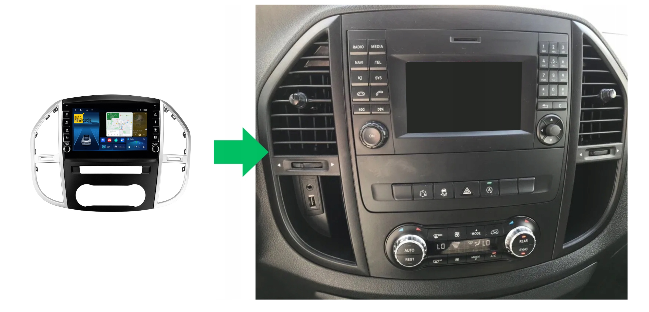RADIO NAWIGACJA GPS MERCEDES BENZ VITO W447 2014+ ANDROID 2/32 GB