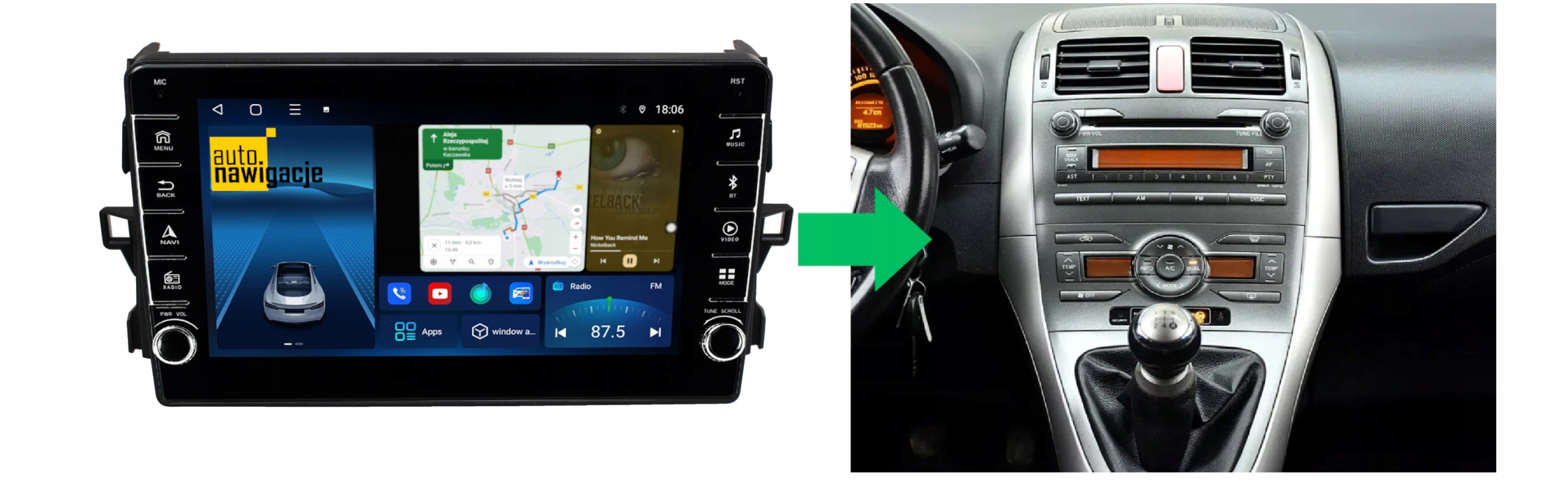 RADIO NAWIGACJA GPS TOYOTA AURIS 2006-2011 ANDROID 2/64 GB