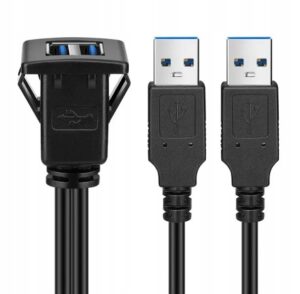 ZESTAW PODWÓJNYCH PRZEDŁUŻACZY SLOT USB 3.0 DO MONTAŻU W PANELU SAMOCHODU