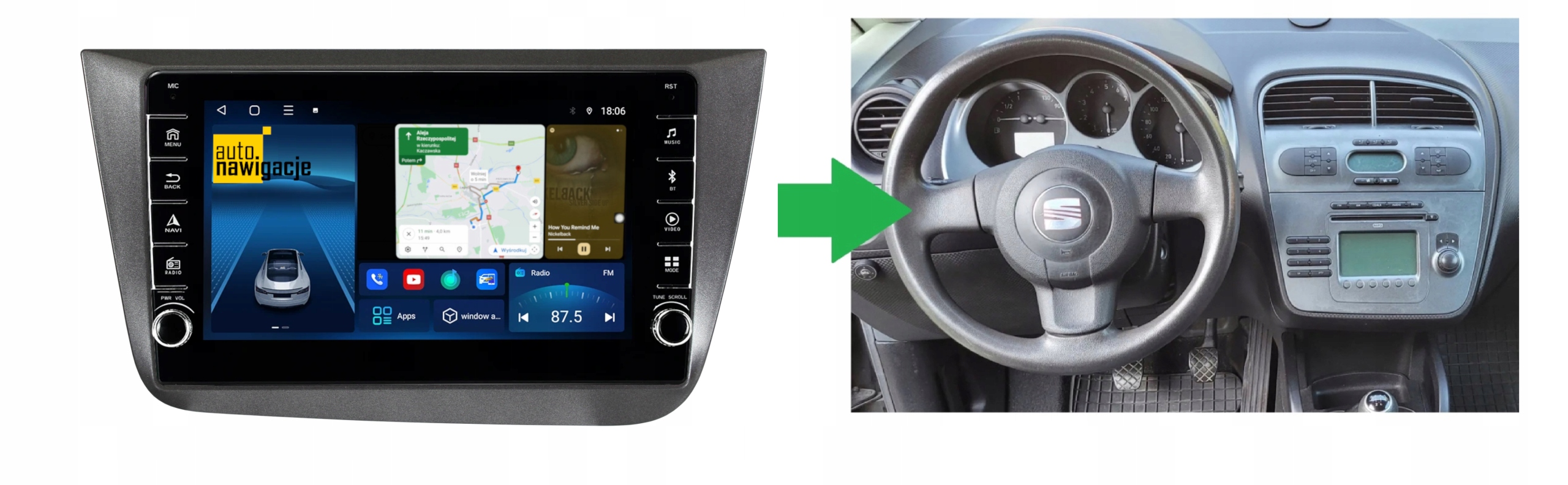 RADIO NAWIGACJA GPS SEAT ALTEA 2004-2012 ANDROID 8/128 GB
