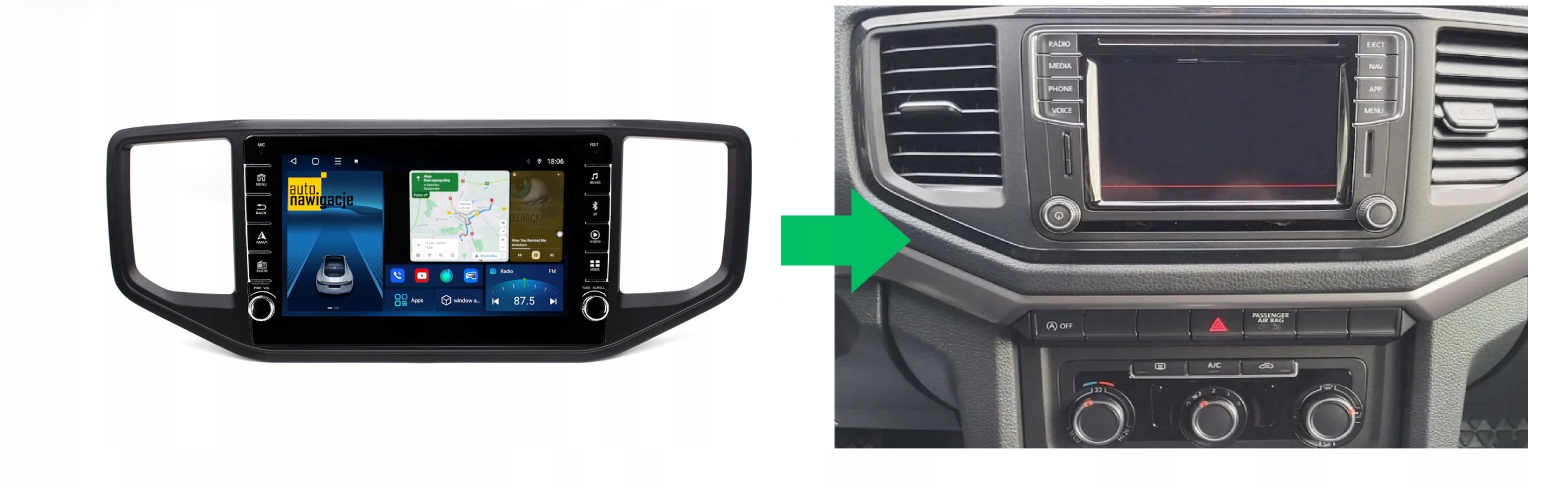 RADIO NAWIGACJA GPS VOLKSWAGEN AMAROK 2016-2020 ANDROID 8/128 GB