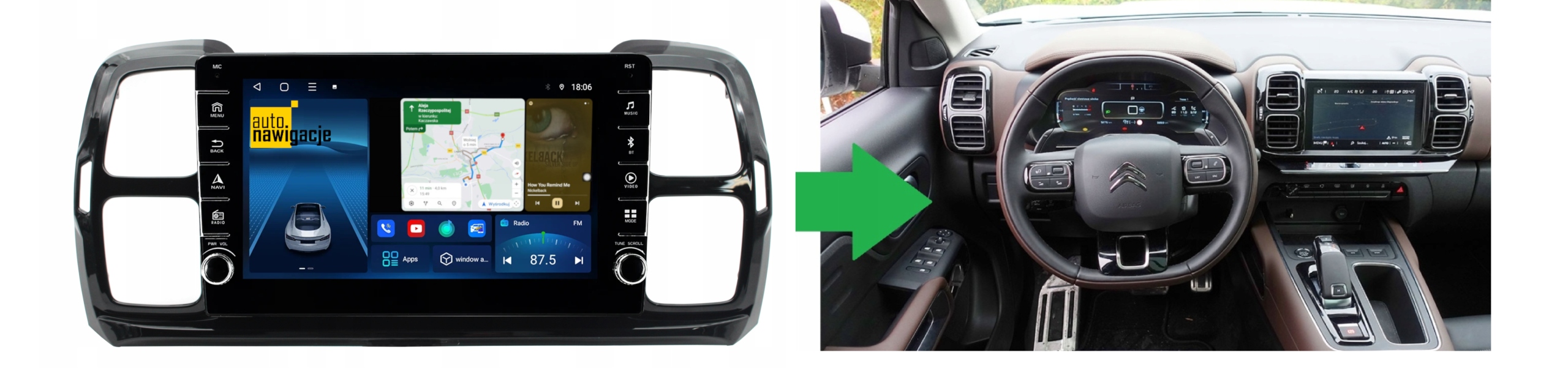RADIO NAWIGACJA GPS CITROEN C5 AIRCROSS 2017+ ANDROID 8/128 GB