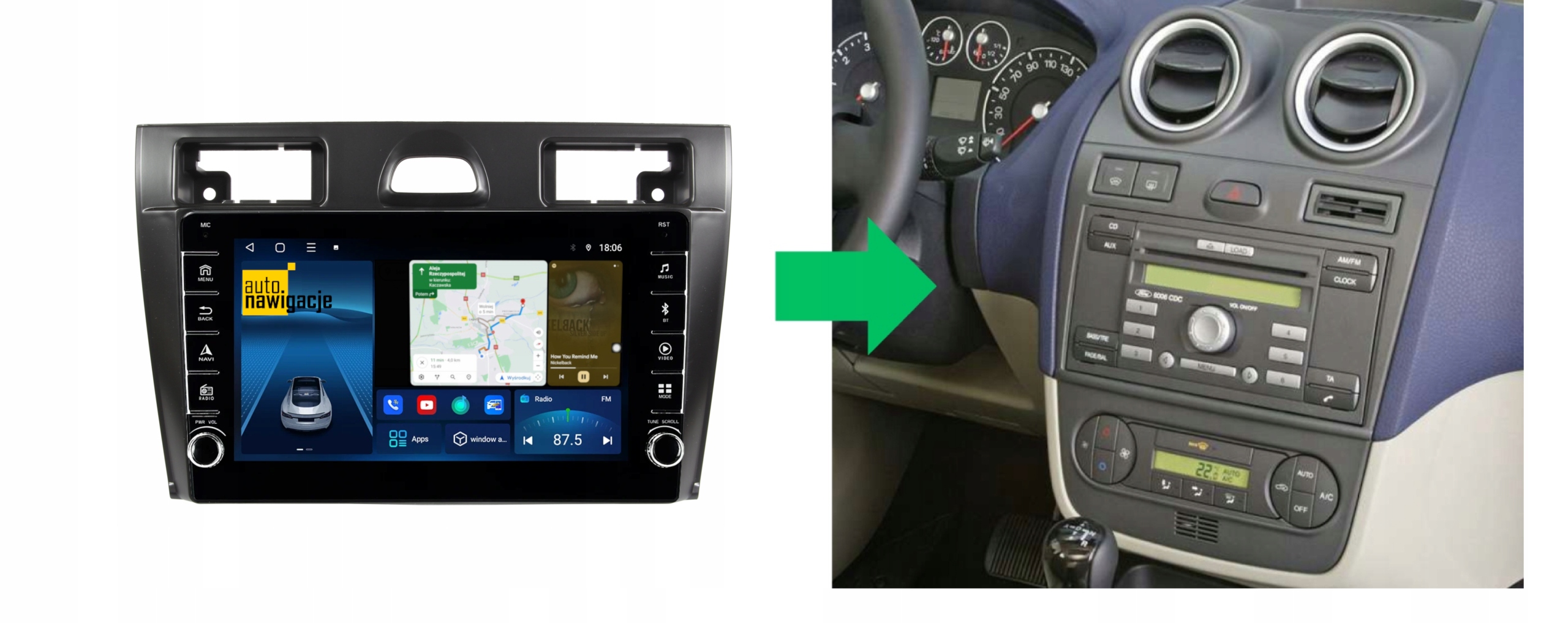 RADIO NAWIGACJA GPS FORD FIESTA 2005-2008 ANDROID 4/64 GB