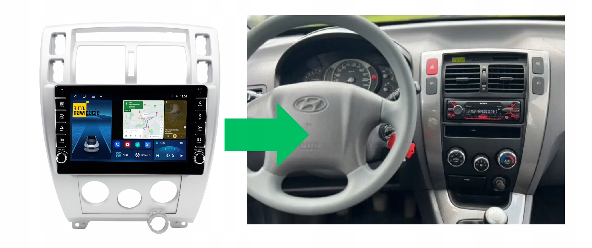 RADIO NAWIGACJA GPS HYUNDAI TUCSON I 2004-2009 ANDROID 4/64 GB