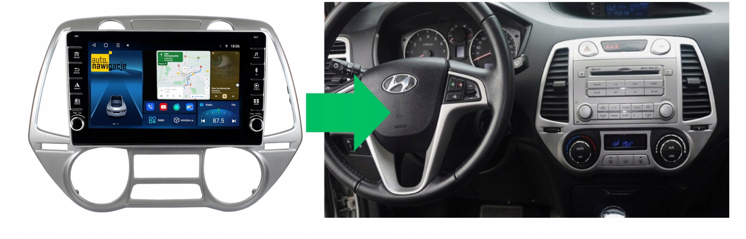 RADIO NAWIGACJA GPS HYUNDAI I20 2008-2012 ANDROID 4/64 GB