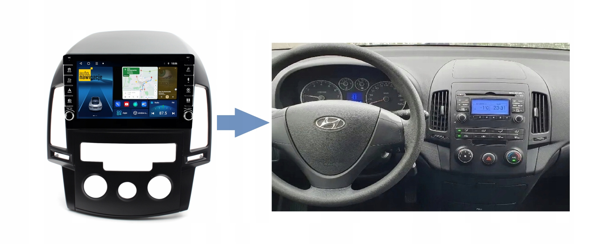 RADIO NAWIGACJA GPS HYUNDAI I30 2007-2012 ANDROID 4/64 GB