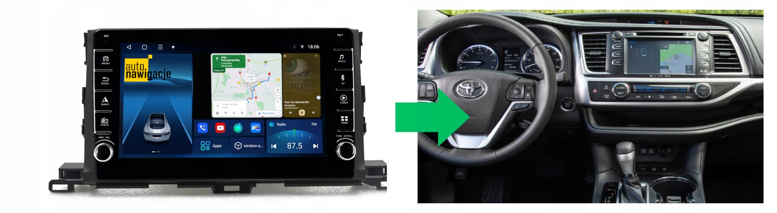 RADIO NAWIGACJA GPS TOYOTA HIGHLANDER 2015+ ANDROID 4/64 GB