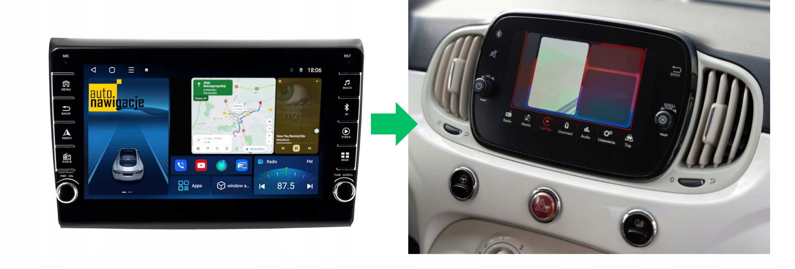 RADIO NAWIGACJA GPS FIAT 500 2016-2019 ANDROID 4/64 GB