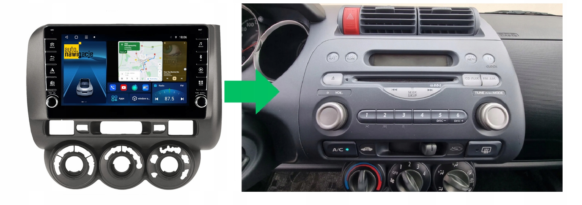 RADIO NAWIGACJA GPS HONDA JAZZ 2001-2008 ANDROID 4/64 GB