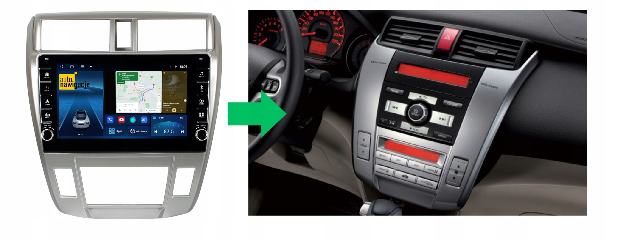 RADIO NAWIGACJA GPS HONDA CITY V 2008-2013 ANDROID 4/64 GB