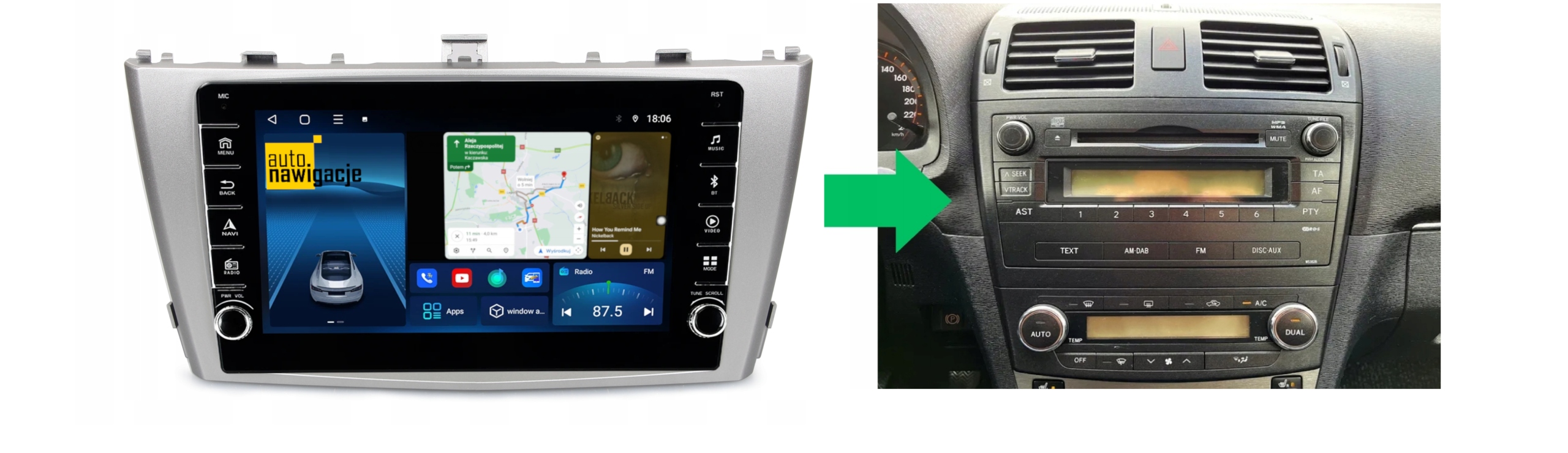 RADIO NAWIGACJA GPS TOYOTA AVENSIS T27 2008-2015 ANDROID 8/128 GB