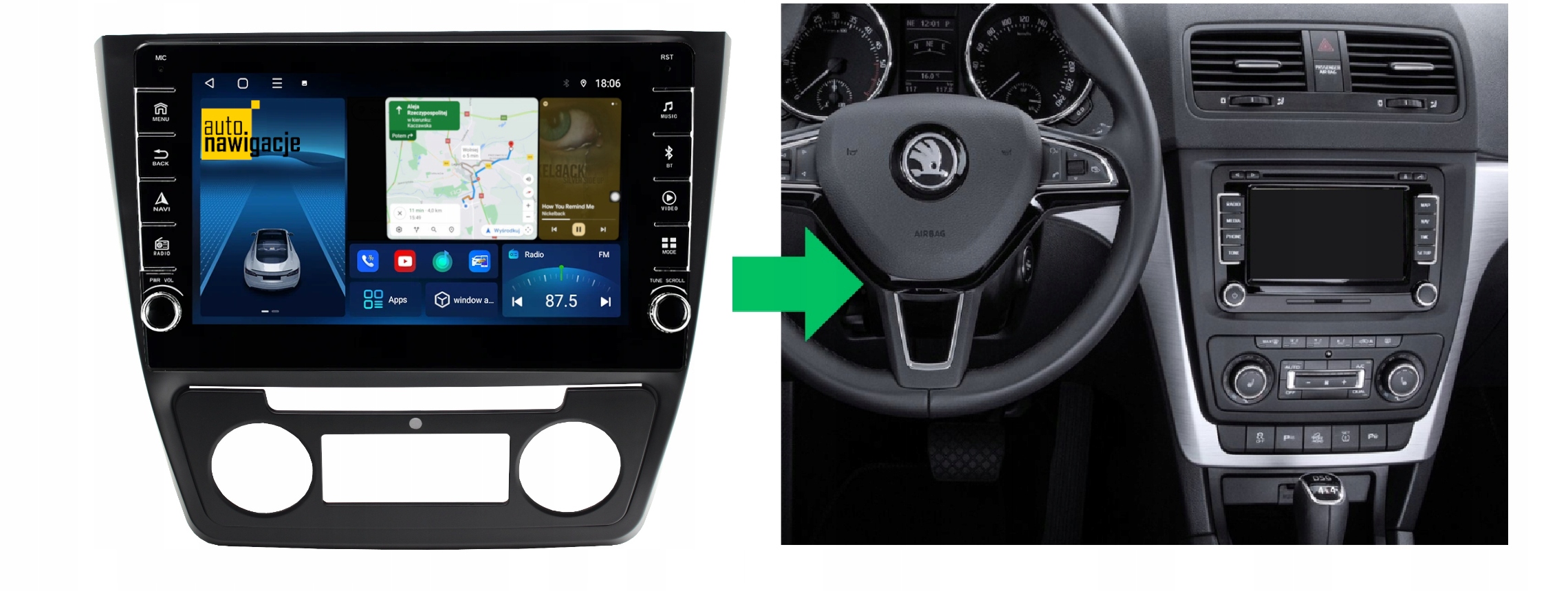 RADIO NAWIGACJA GPS SKODA YETI 2014-2018 ANDROID 4/64 GB