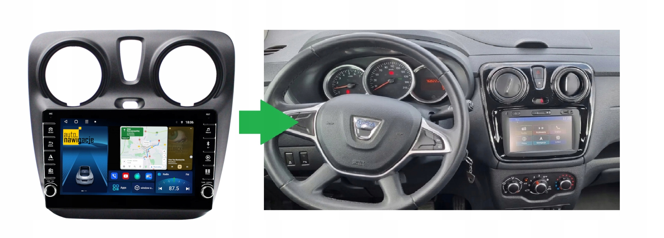 RADIO NAWIGACJA GPS DACIA LOGAN 2012-2020 ANDROID 8/128 GB